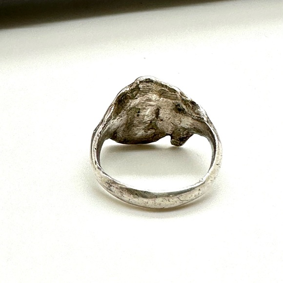 Vintage Art Nouveau Face Sterling Silver Ring - Picture 8 of 14